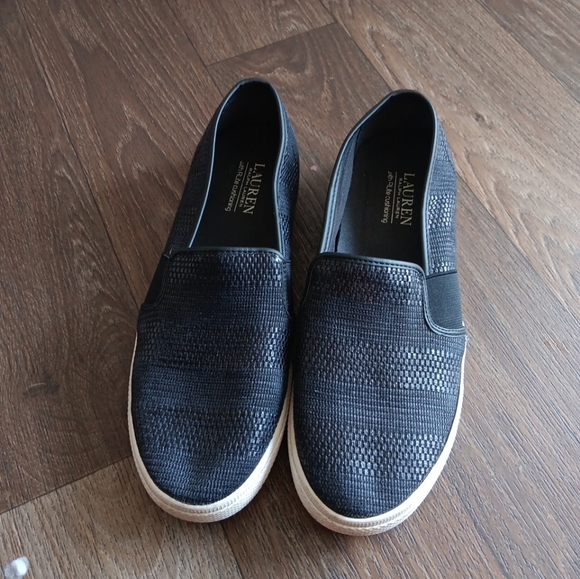 LAUREN RALPH LAUREN Jinny Slip-On Sneaker Size 9.5B Black Textiles Double Goring - Picture 4 of 7
